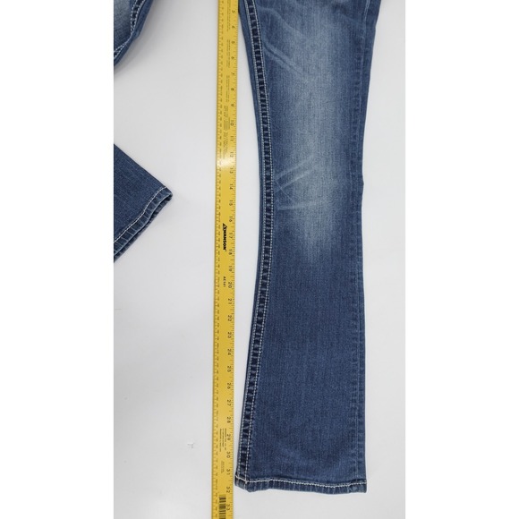 Miss me jeans Womens 27 Signature Boot Embroidered Studded Flare Low JP7697B4 - Picture 11 of 16